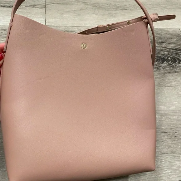 SAMARA Medium Off the Shoulder Bucket Crossbody Bag Pink Peony Vegan Leather - Picture 13 of 14